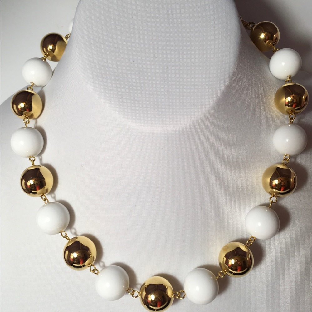 Monet gold tone and white beads